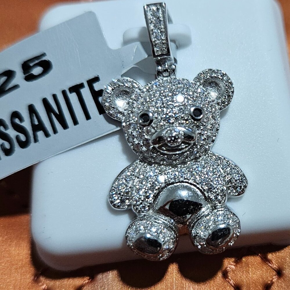 1ct Real Moissanite Teddy Bear Pendant